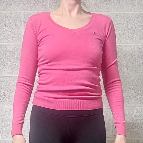 Tommy Hilfiger Pima Cotton V-Neck Sweater Top Size XS - Picture 1 of 6